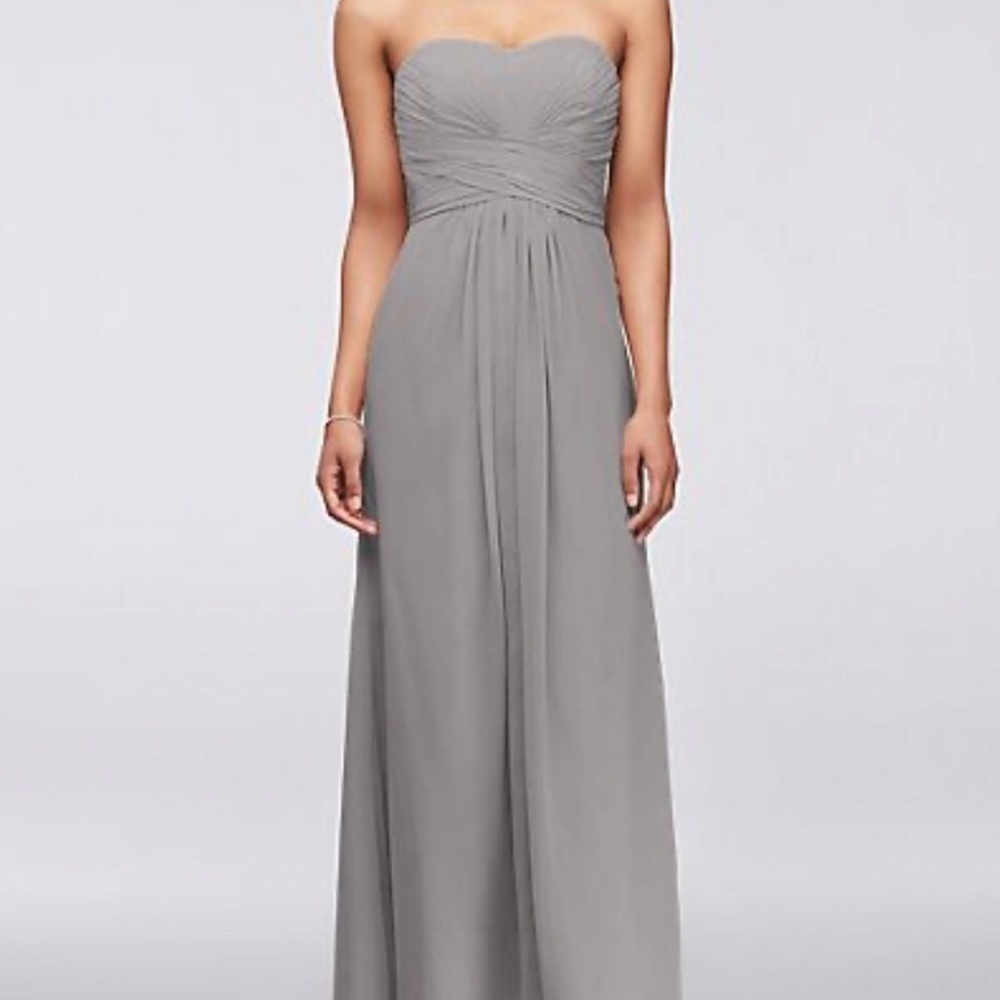 David’s Bridal Mercury Chiffon Strapless Bridesmaid Dress 6